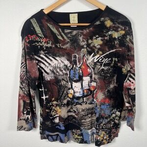 Jess & Jane Indie Boho Shirt Womens Sz M Cotton Casual Multicolor Made in USA